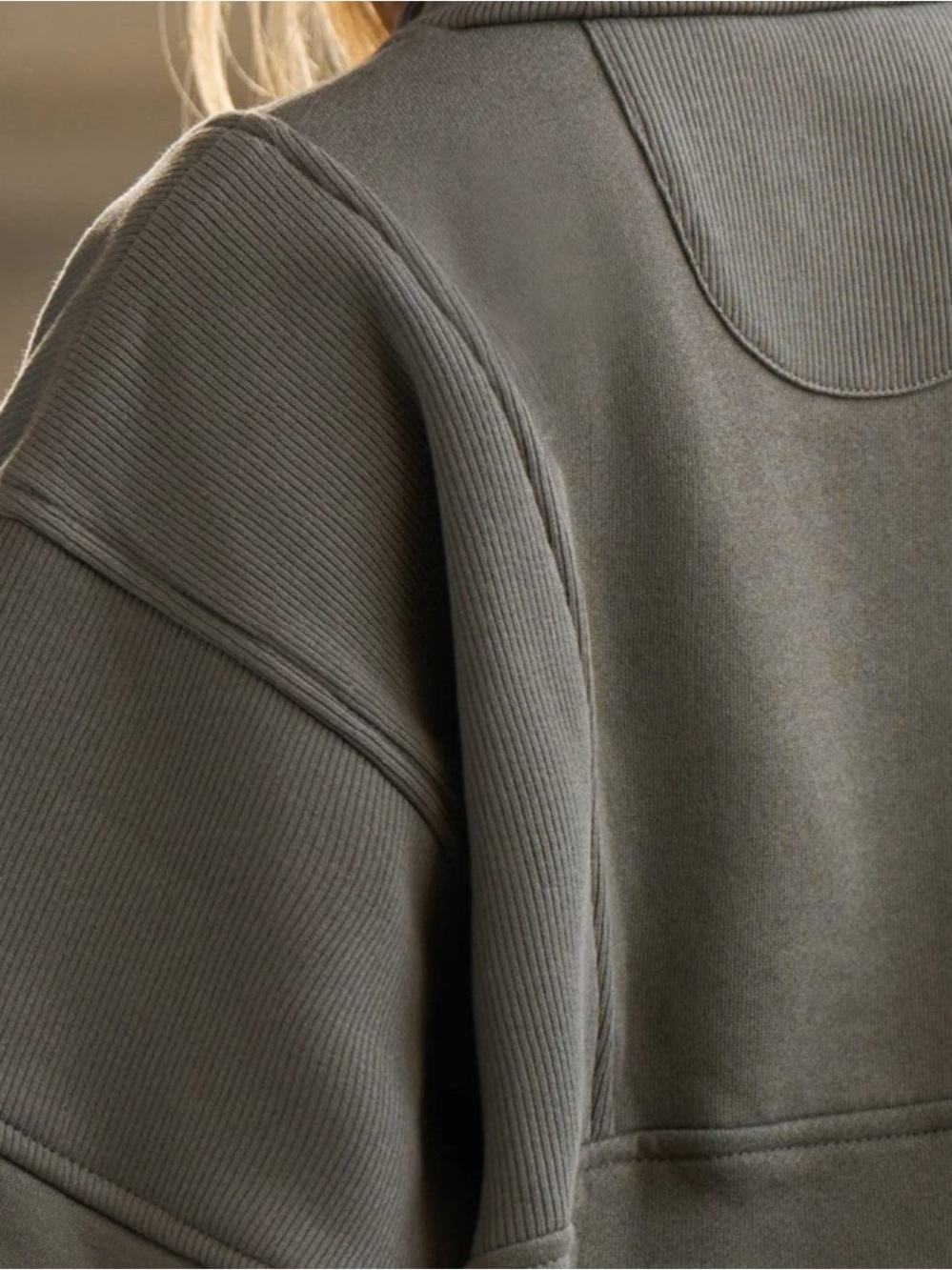 Joah Brown Retro Half Zip Pull Over Sweatshirt In Charcoal Gray Cotton SZ S/M - Picture 5 of 16
